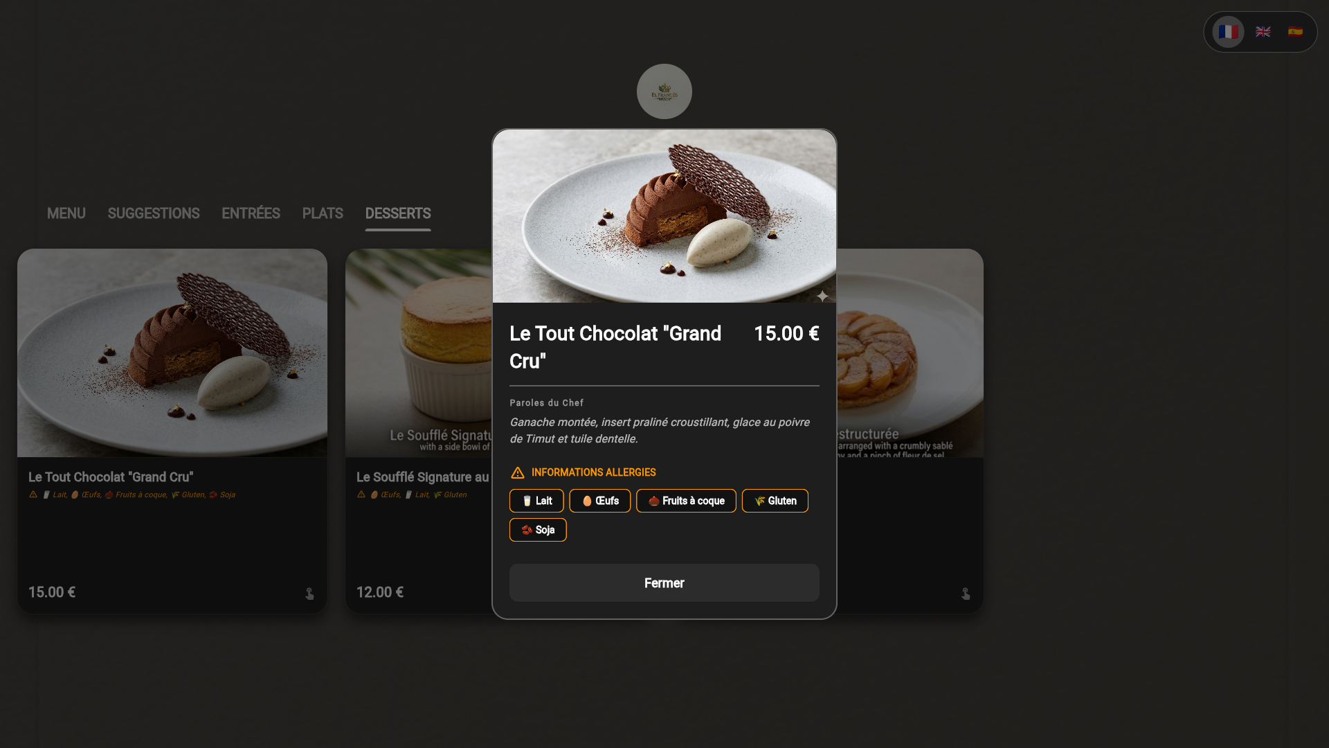Menu interactif et fichier client CRM restaurant